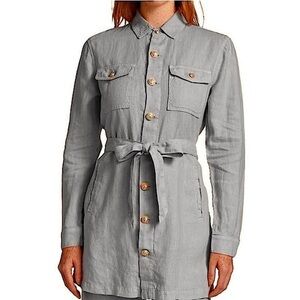 NWT L’AGENCE Tie Belt Utility Canvas Button Front Military Safari Jacket Dress S